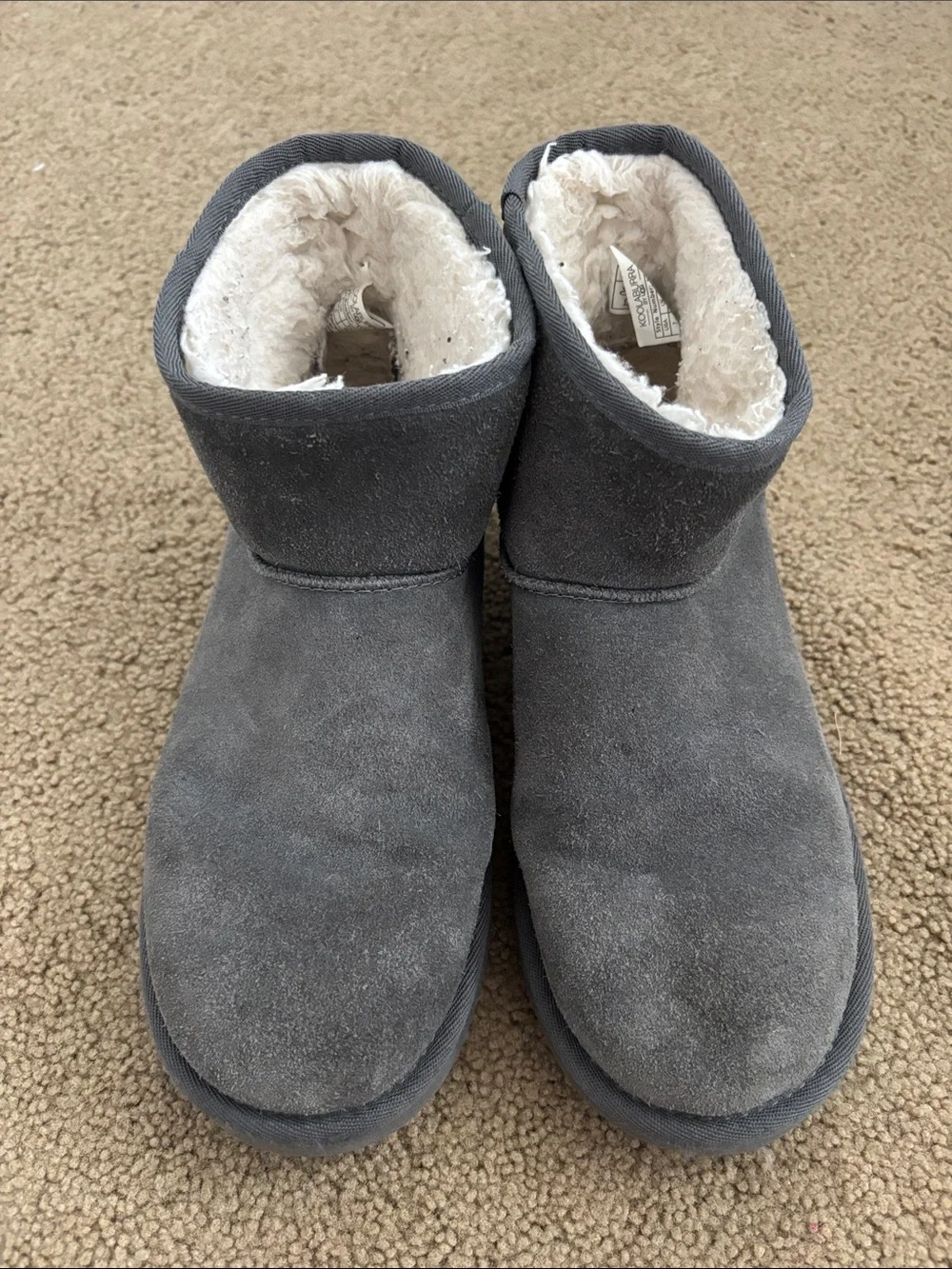 Koolaburra Short Suede Shearling Boots in Charcoal